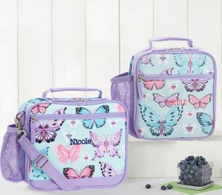 Mackenzie Aqua Lavender Pretty Butterflies Classic Lunch Bag