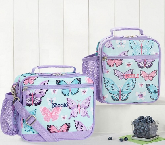 Mackenzie Aqua Lavender Pretty Butterflies Classic Lunch Bag Mackenzie Aqua Lavender Pretty Butterflies Classic Lunch Bag