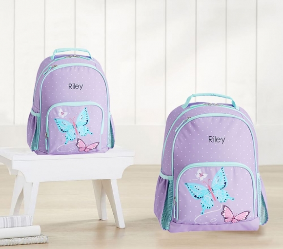 Mackenzie Aqua Lavender Pretty Butterflies Light-Up Backpacks Mackenzie Aqua Lavender Pretty Butterflies Light-Up Backpacks