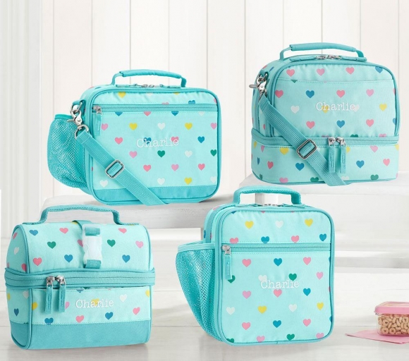 Mackenzie Aqua Multi Heart Glow-in-the-Dark Lunch Boxes Mackenzie Aqua Multi Heart Glow-in-the-Dark Lunch Boxes