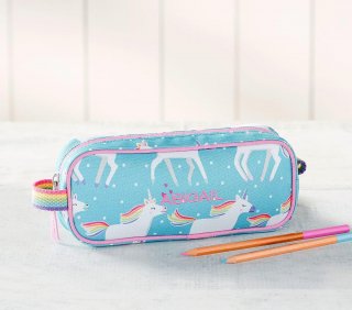 Mackenzie Aqua Unicorn Pencil Case