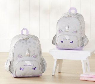 Mackenzie Critter Grey Unicorn Backpack