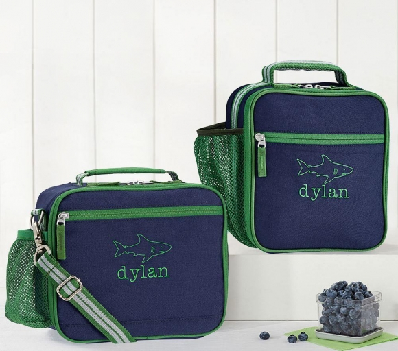 Mackenzie Navy Green Trim Solid Lunch Box Mackenzie Navy Green Trim Solid Lunch Box