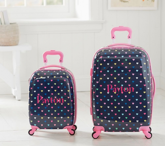 Mackenzie Navy Multi Hearts Hard Sided Spinner Luggage Mackenzie Navy Multi Hearts Hard Sided Spinner Luggage
