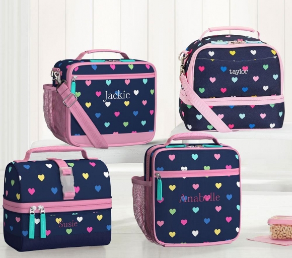 Mackenzie Navy Pink Multi Hearts Lunch Bag Mackenzie Navy Pink Multi Hearts Lunch Bag