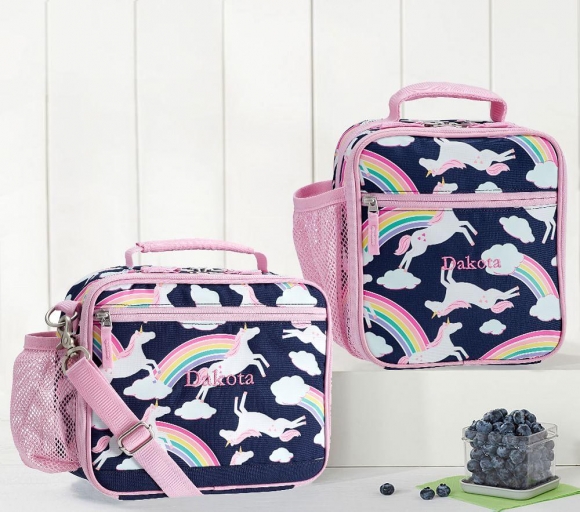 Mackenzie Navy Rainbow Glow-in-the-Dark Unicorn Lunch Boxes