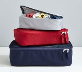 Mackenzie Navy/Red/Grey Packing Cubes, Set Of 3