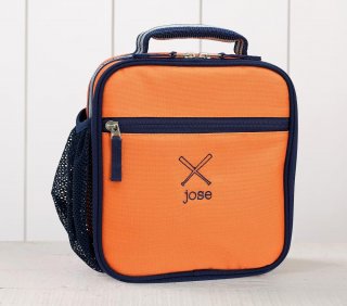 Mackenzie Orange Navy Trim Solid Lunch Box Mackenzie Orange Navy Trim Solid Lunch Box