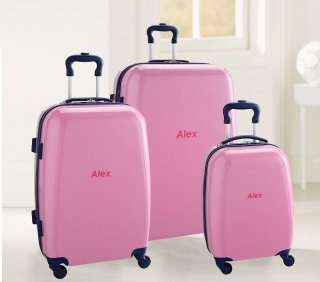 Mackenzie Pink Navy Trim Solid Hard Sided Luggage